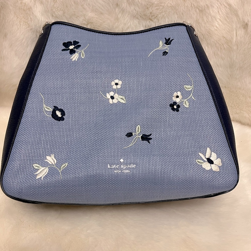 Kate Spade Leila Floral Embroidered Medium Triple Compartment Shoulder Bag